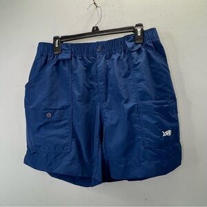 Aftco Shorts 36 Men Blue Nylon Fishing Outdoors Quick Dry Tech Zip Fly Pockets